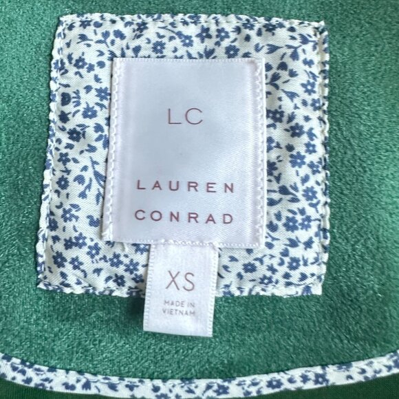 Lauren Conrad Green Preppy Faux Suede Moto Jacket XS Asymmetrical Zipper - Picture 4 of 7